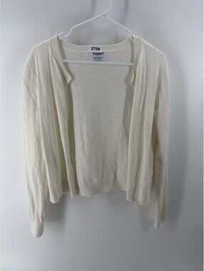 Old Navy SoSoft Lite Pointelle Cardigan Sweater Cream Button Front Medium